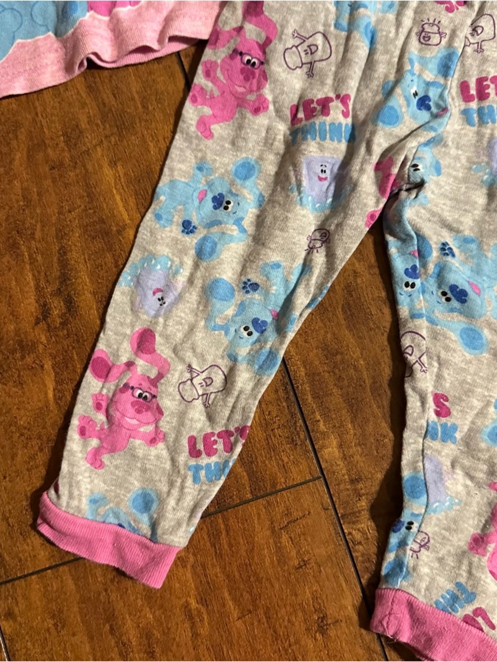 Nickelodeon Blue’s Clues & You Girls Pink & Gray Pajama Set Let's Think Print 2T - Picture 3 of 4